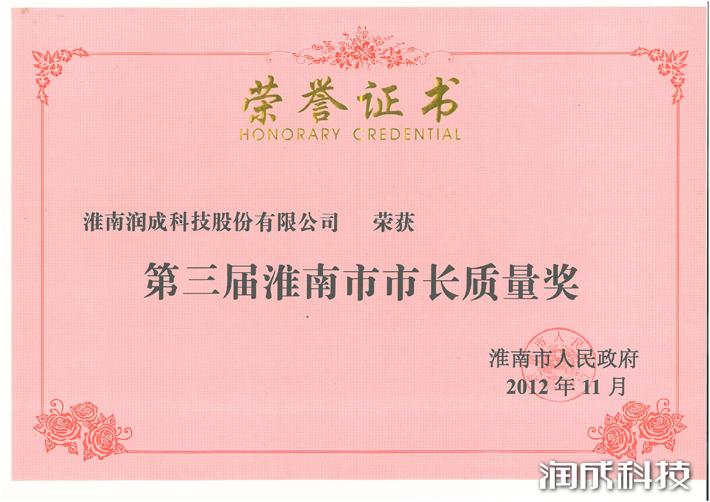 第三届淮南市市长质量奖